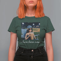 I Live Here Now Funny Doll Face Meme Baseball Lover T Shirt For Women Game Day Reaction Sports Fan Gift
