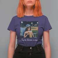 I Live Here Now Funny Doll Face Meme Baseball Lover T Shirt For Women Game Day Reaction Sports Fan Gift