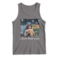 I Live Here Now Funny Doll Face Meme Baseball Lover Tank Top Game Day Reaction Sports Fan Gift