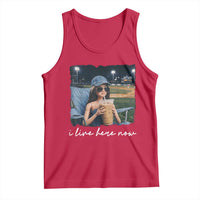 I Live Here Now Funny Doll Face Meme Baseball Lover Tank Top Game Day Reaction Sports Fan Gift