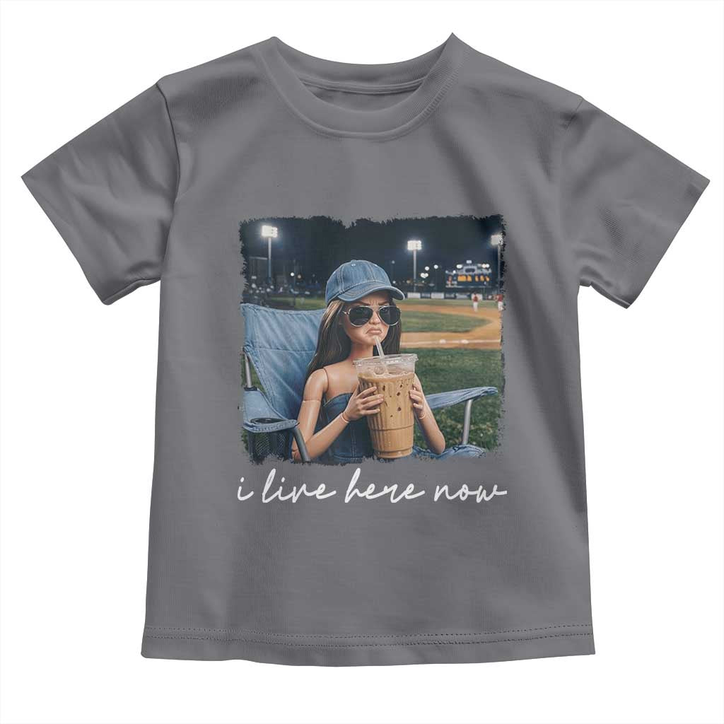 I Live Here Now Funny Doll Face Meme Baseball Lover Toddler T Shirt Game Day Reaction Sports Fan Gift