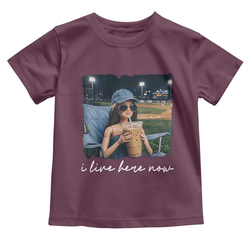 I Live Here Now Funny Doll Face Meme Baseball Lover Toddler T Shirt Game Day Reaction Sports Fan Gift