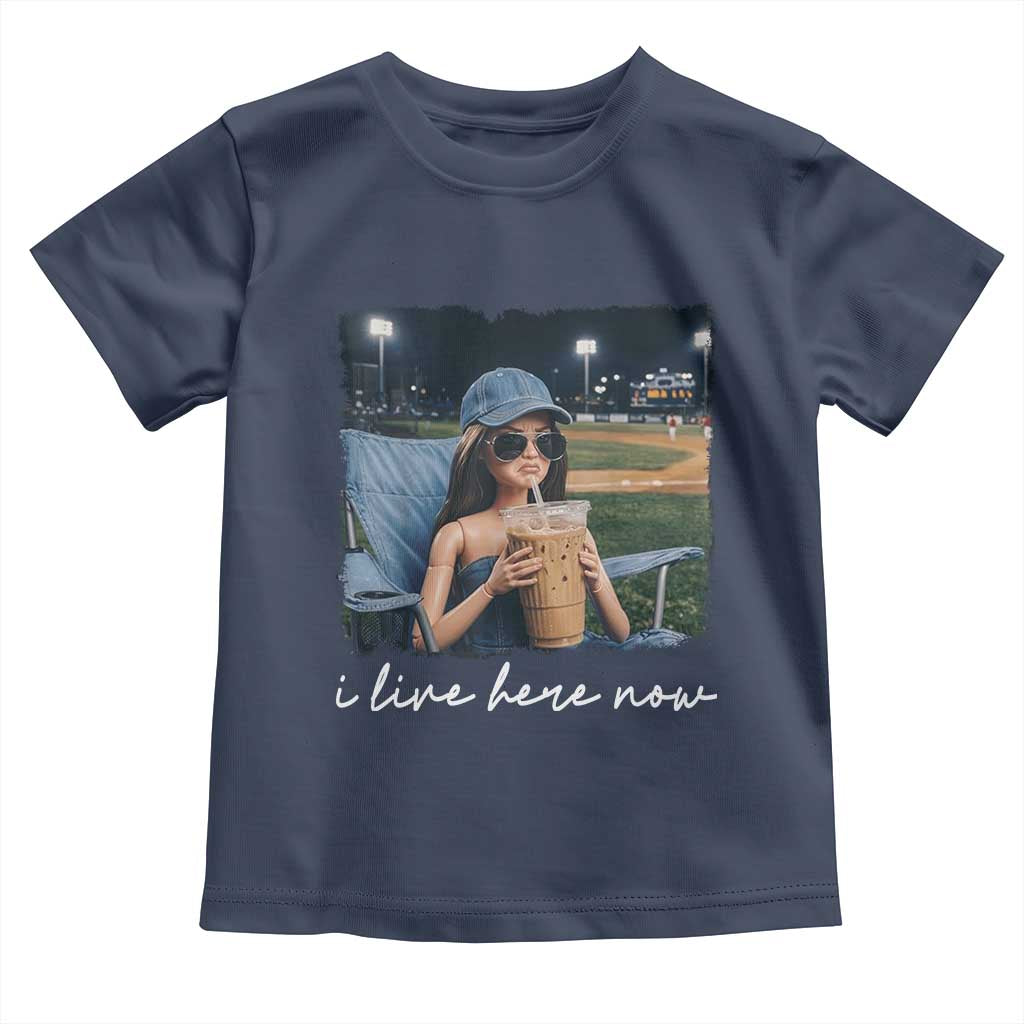 I Live Here Now Funny Doll Face Meme Baseball Lover Toddler T Shirt Game Day Reaction Sports Fan Gift