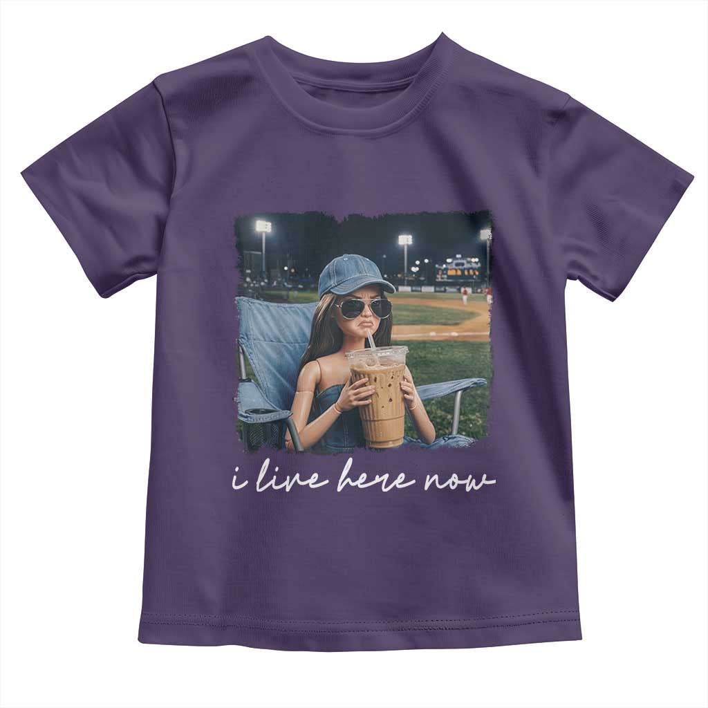 I Live Here Now Funny Doll Face Meme Baseball Lover Toddler T Shirt Game Day Reaction Sports Fan Gift
