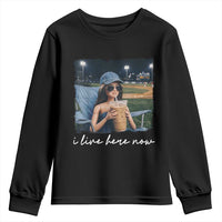 I Live Here Now Funny Doll Face Meme Baseball Lover Youth Sweatshirt Game Day Reaction Sports Fan Gift