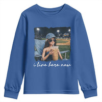 I Live Here Now Funny Doll Face Meme Baseball Lover Youth Sweatshirt Game Day Reaction Sports Fan Gift