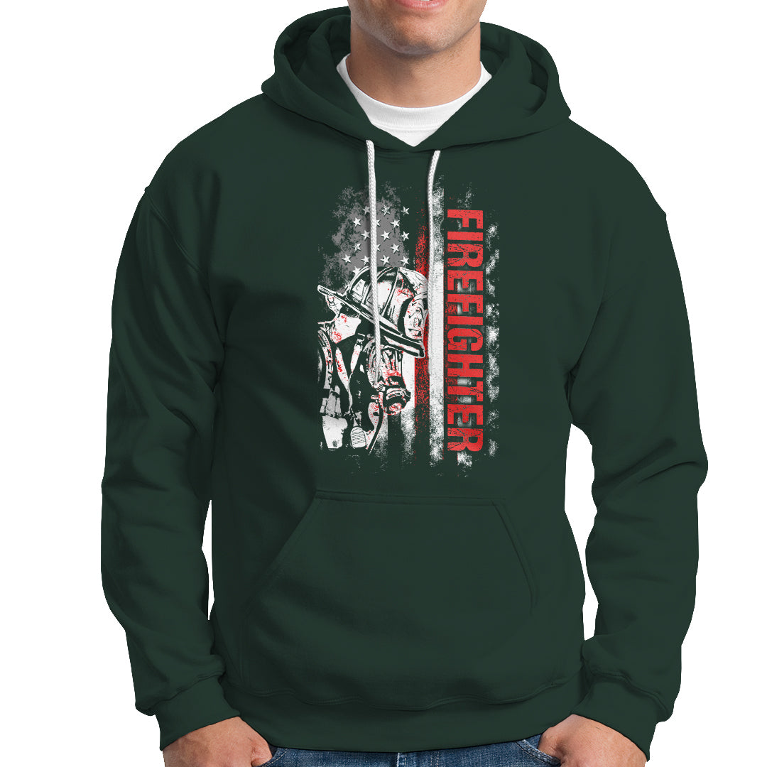 Firefighter Hoodie Firefighter Fireman American Flag Thin Red Line Firefighter - Wonder Print Shop