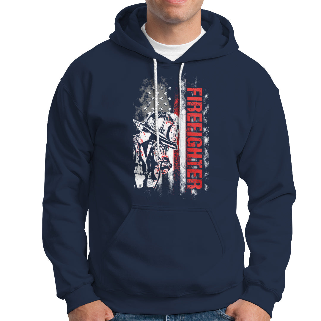 Firefighter Hoodie Firefighter Fireman American Flag Thin Red Line Firefighter - Wonder Print Shop