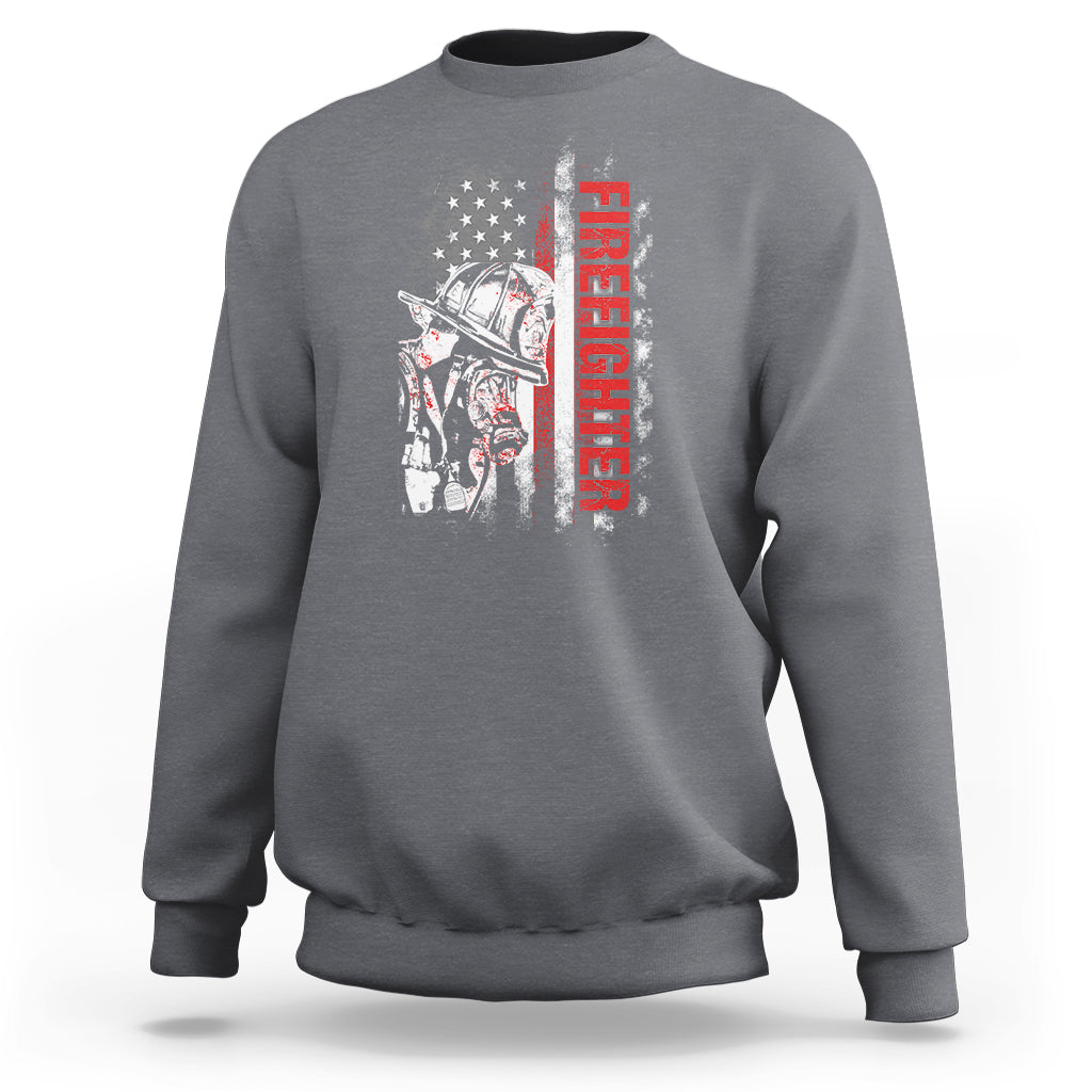 Firefighter Sweatshirt Firefighter Fireman American Flag Thin Red Line Firefighter - Wonder Print Shop