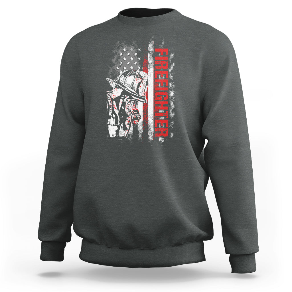 Firefighter Sweatshirt Firefighter Fireman American Flag Thin Red Line Firefighter - Wonder Print Shop