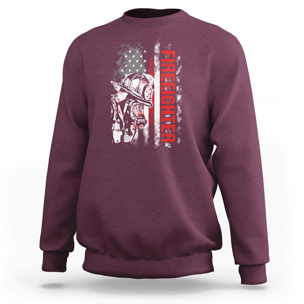 Firefighter Sweatshirt Firefighter Fireman American Flag Thin Red Line Firefighter - Wonder Print Shop