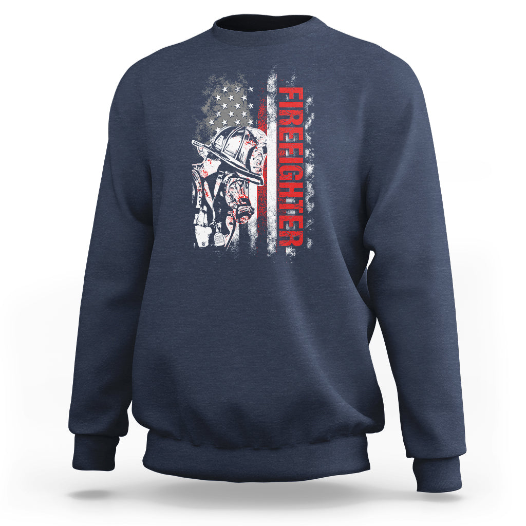 Firefighter Sweatshirt Firefighter Fireman American Flag Thin Red Line Firefighter - Wonder Print Shop