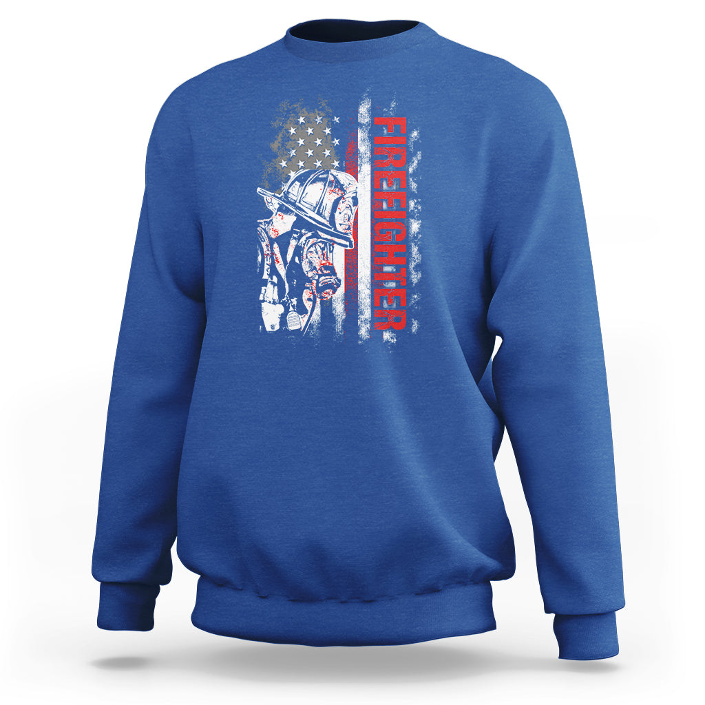 Firefighter Sweatshirt Firefighter Fireman American Flag Thin Red Line Firefighter - Wonder Print Shop