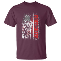 Firefighter T Shirt Firefighter Fireman American Flag Thin Red Line Firefighter - Wonder Print Shop