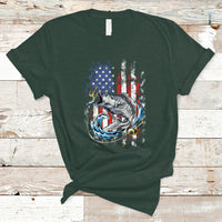 Funny Fishing T Shirt Fishing American Flag Vintage USA Bass Fisherman Gift - Wonder Print Shop