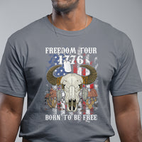 Patriotic American Western Design 4th of July Freedom Tour 1776 Born To Be Free Buffalo Skull T-Shirt, Independence Day, US Patiotic Shirts T Shirt - Wonder Print Shop