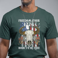Patriotic American Western Design 4th of July Freedom Tour 1776 Born To Be Free Buffalo Skull T-Shirt, Independence Day, US Patiotic Shirts T Shirt - Wonder Print Shop