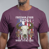 Patriotic American Western Design 4th of July Freedom Tour 1776 Born To Be Free Buffalo Skull T-Shirt, Independence Day, US Patiotic Shirts T Shirt - Wonder Print Shop