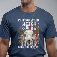 Patriotic American Western Design 4th of July Freedom Tour 1776 Born To Be Free Buffalo Skull T-Shirt, Independence Day, US Patiotic Shirts T Shirt - Wonder Print Shop