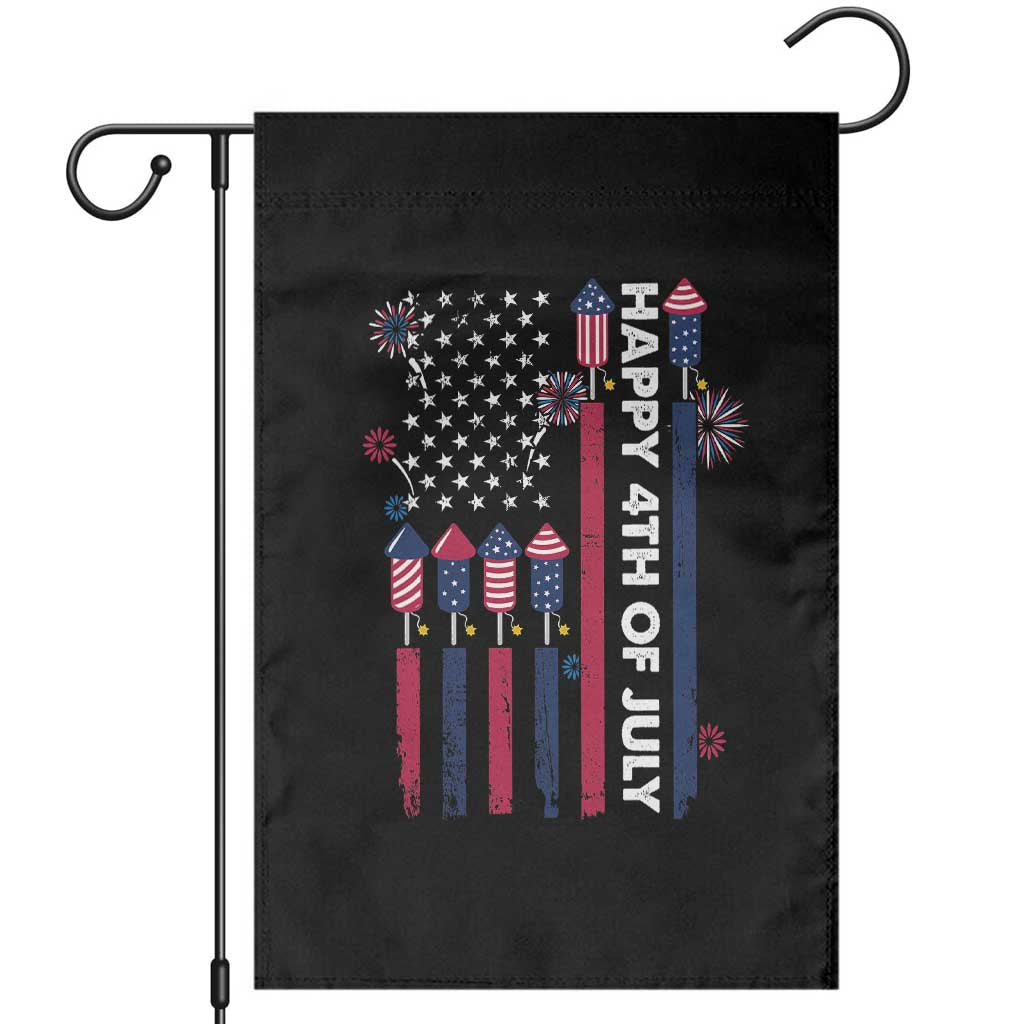 Happy 4th of July American Flag Fireworks Garden Flag