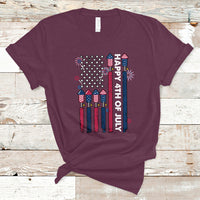 4th of July T Shirt Happy 4th Of July American Flag Firework Men Women Kid Funny - Wonder Print Shop
