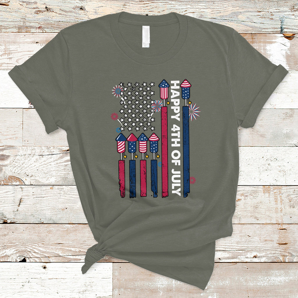 4th of July T Shirt Happy 4th Of July American Flag Firework Men Women Kid Funny - Wonder Print Shop