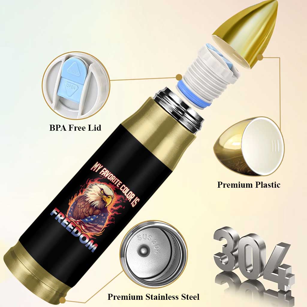 Patriotic American Eagle Bullet Tumbler My Favorite Color Is Freedom US Pride 4th of July