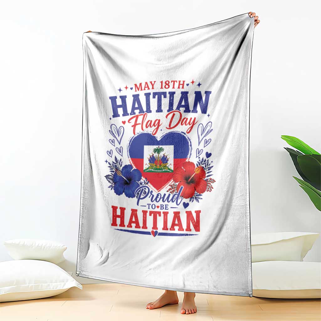 May 18th Haitian Flag Day Floral Hibiscus Throw Blanket Proud To Be Haitian Heritage Pride