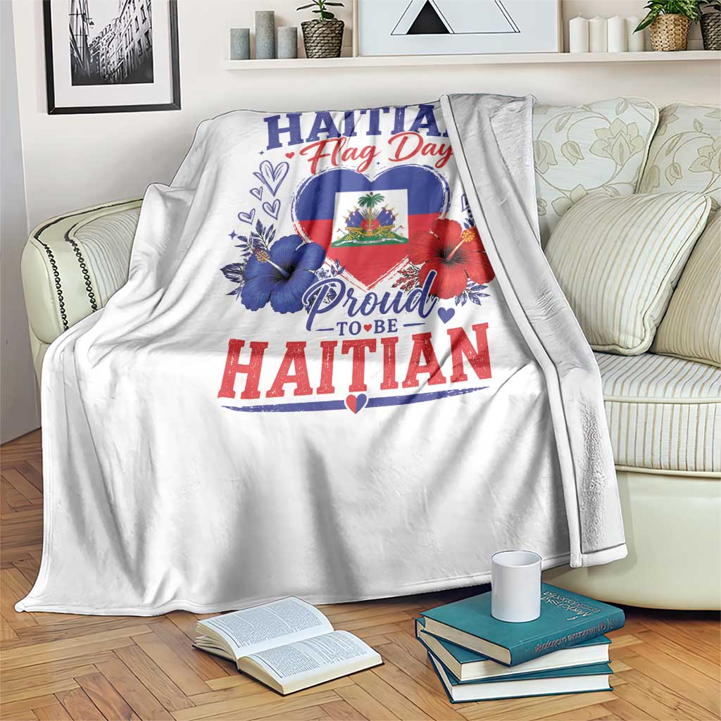 May 18th Haitian Flag Day Floral Hibiscus Throw Blanket Proud To Be Haitian Heritage Pride