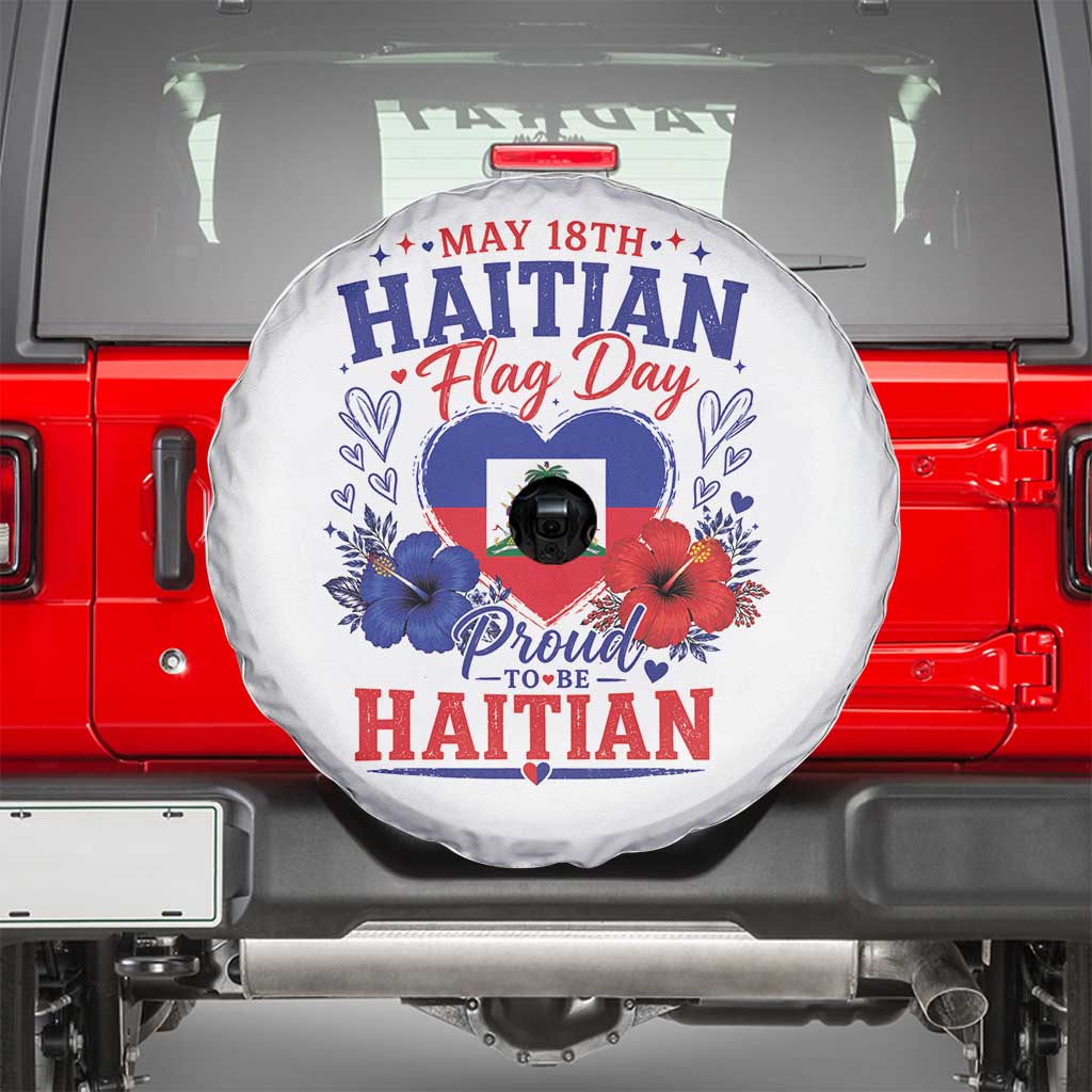 May 18th Haitian Flag Day Floral Hibiscus Spare Tire Cover Proud To Be Haitian Heritage Pride
