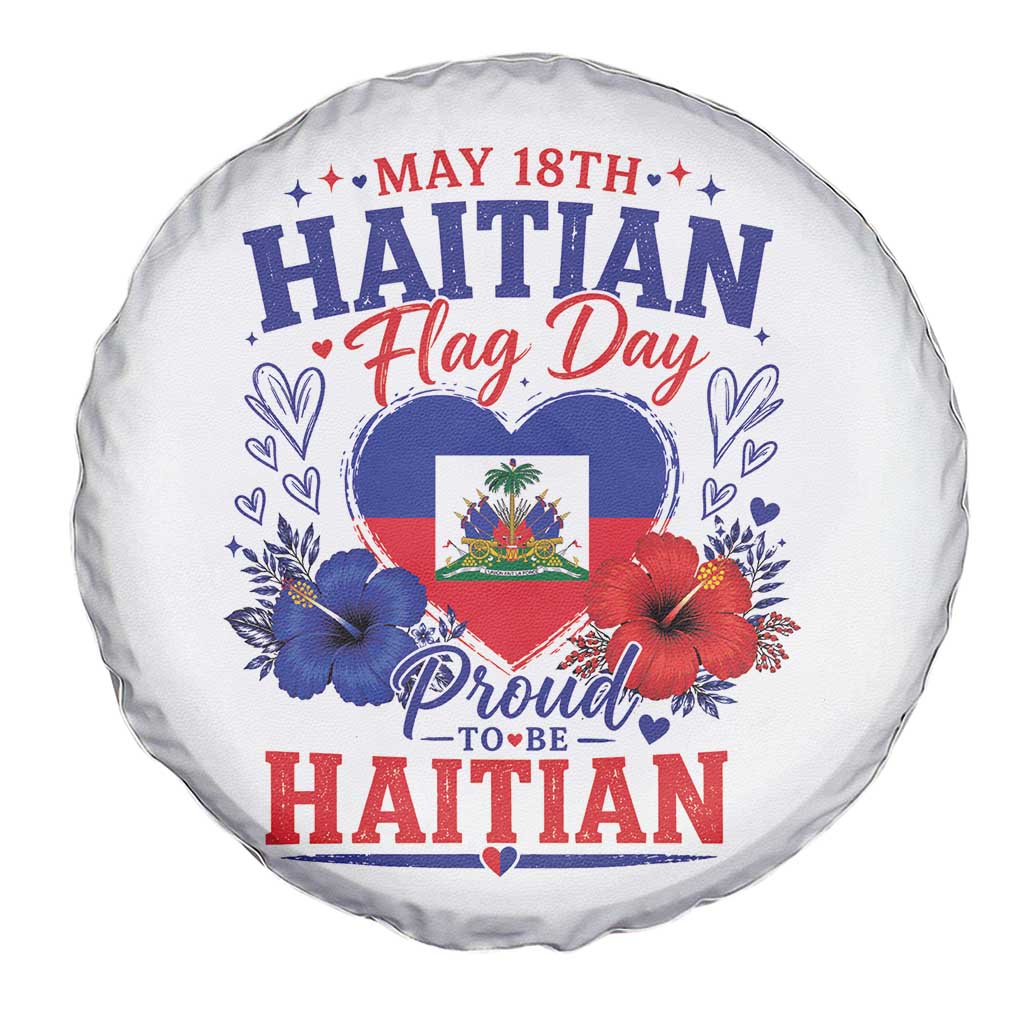 May 18th Haitian Flag Day Floral Hibiscus Spare Tire Cover Proud To Be Haitian Heritage Pride