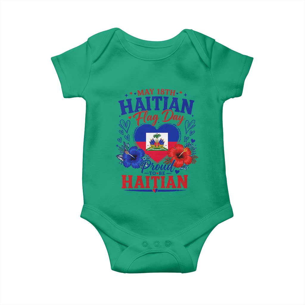 May 18th Haitian Flag Day Floral Hibiscus Baby Onesie Proud To Be Haitian Heritage Pride
