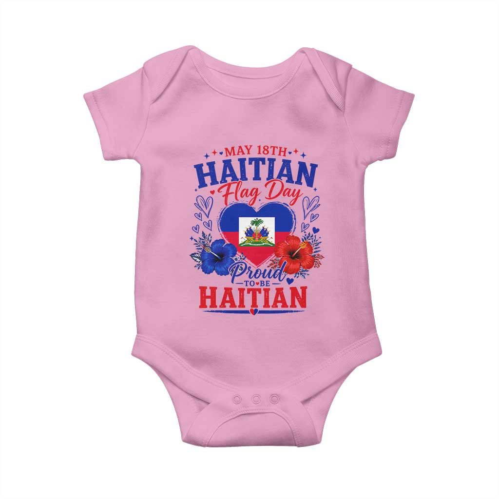 May 18th Haitian Flag Day Floral Hibiscus Baby Onesie Proud To Be Haitian Heritage Pride