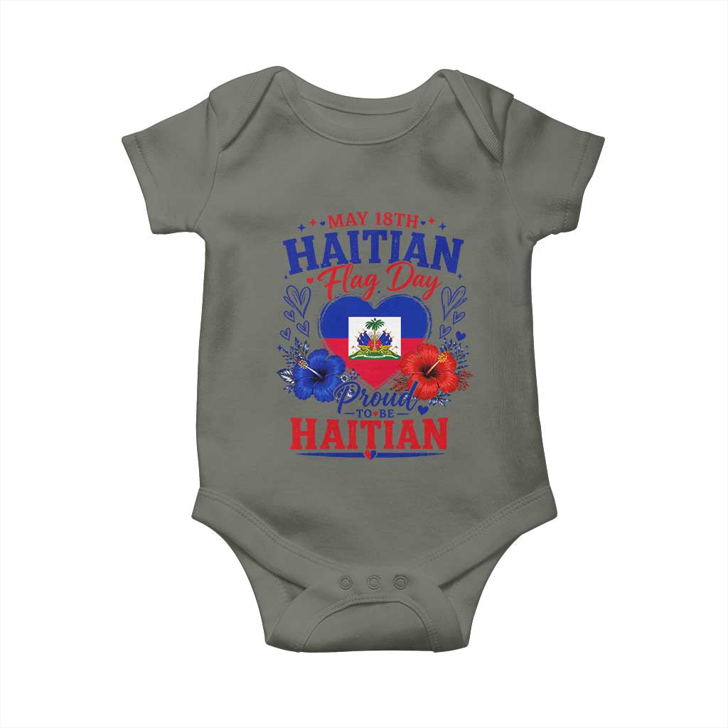 May 18th Haitian Flag Day Floral Hibiscus Baby Onesie Proud To Be Haitian Heritage Pride