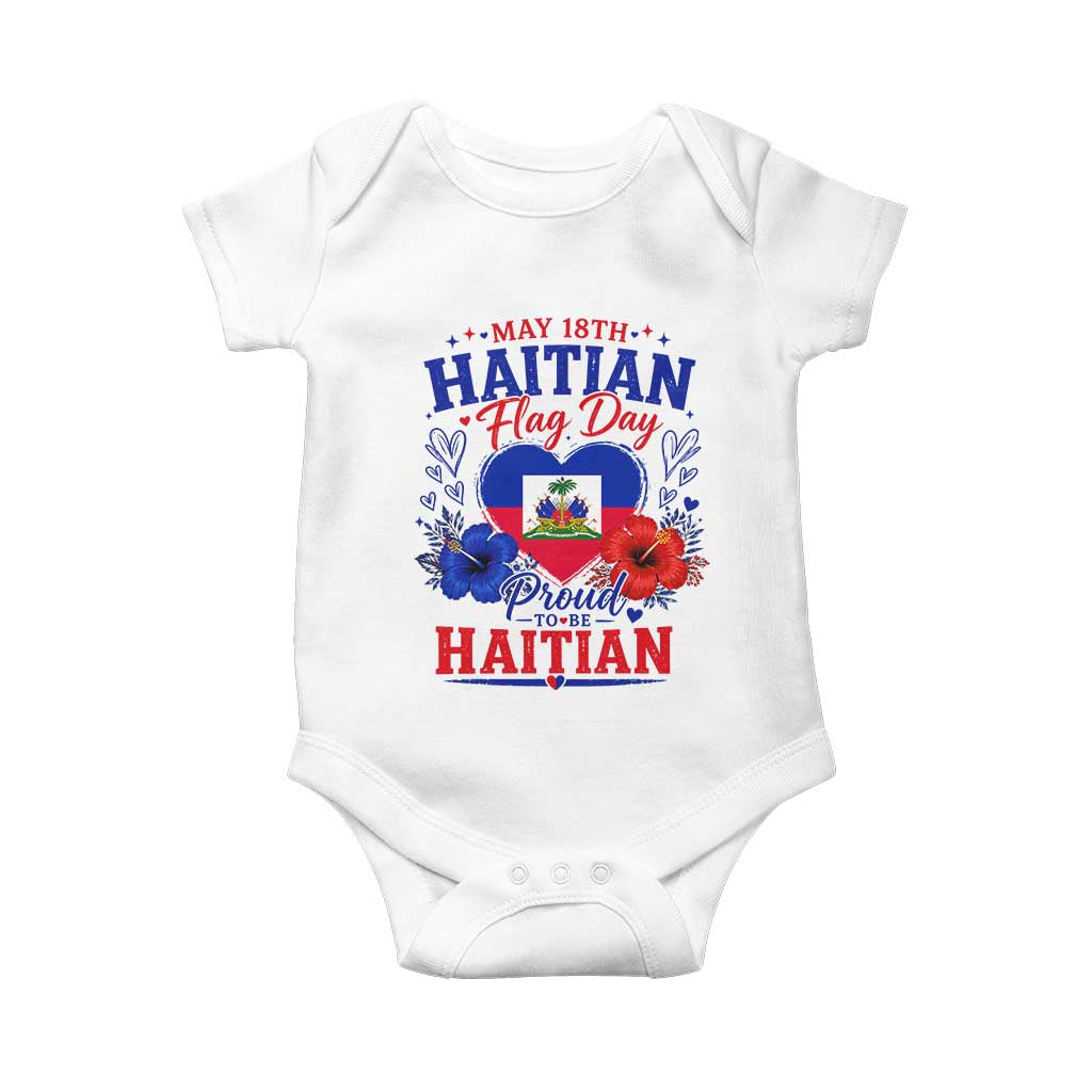 May 18th Haitian Flag Day Floral Hibiscus Baby Onesie Proud To Be Haitian Heritage Pride