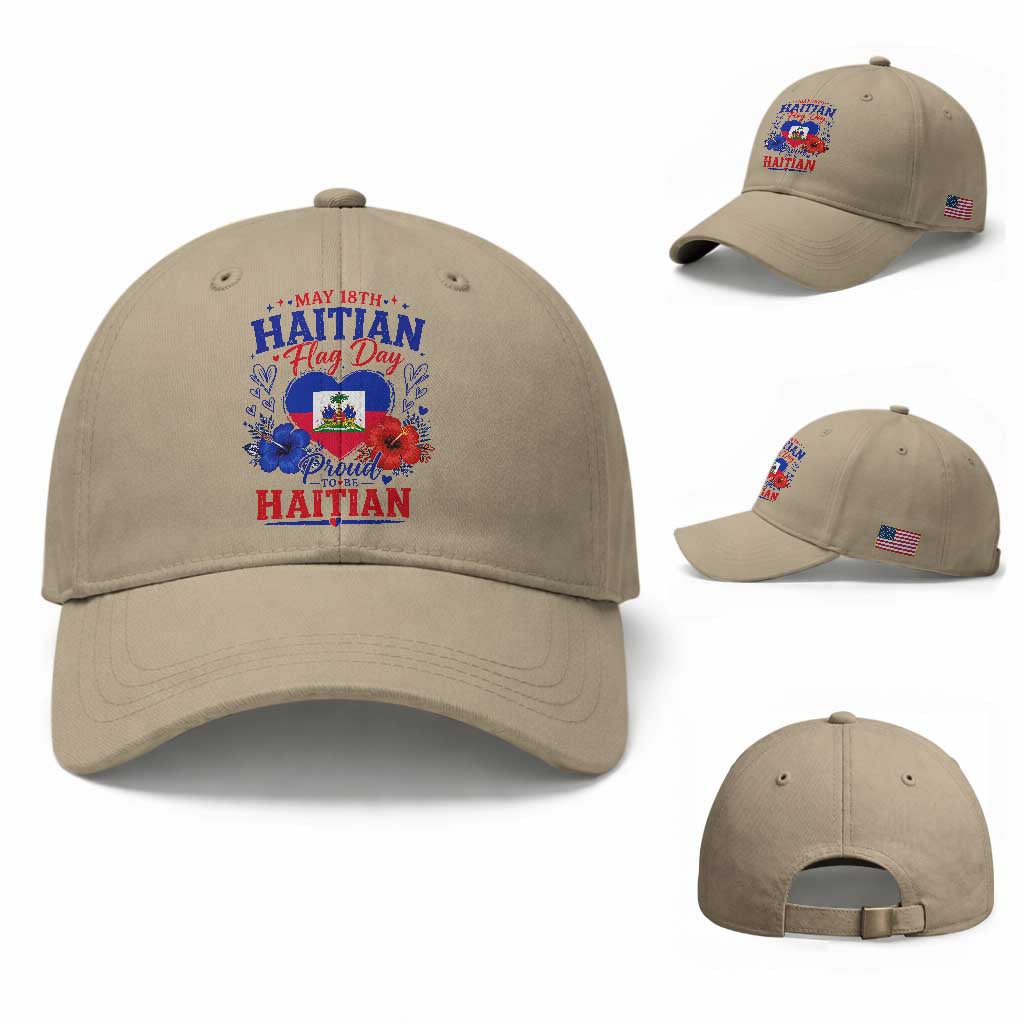 May 18th Haitian Flag Day Floral Hibiscus Baseball Cap Proud To Be Haitian Heritage Pride