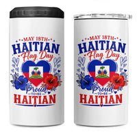 May 18th Haitian Flag Day Floral Hibiscus 4 in 1 Can Cooler Tumbler Proud To Be Haitian Heritage Pride