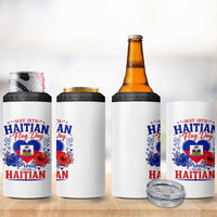 May 18th Haitian Flag Day Floral Hibiscus 4 in 1 Can Cooler Tumbler Proud To Be Haitian Heritage Pride