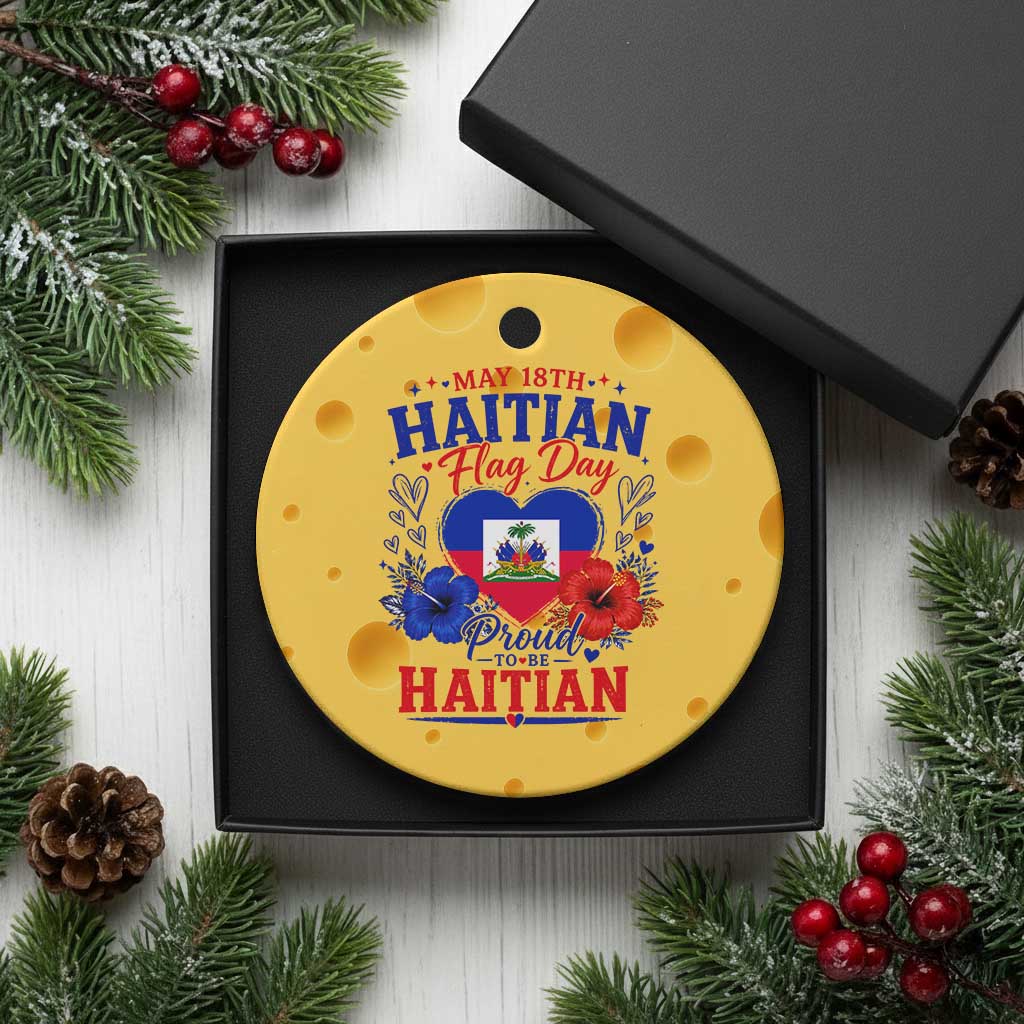 May 18th Haitian Flag Day Floral Hibiscus Ceramic Ornament Proud To Be Haitian Heritage Pride