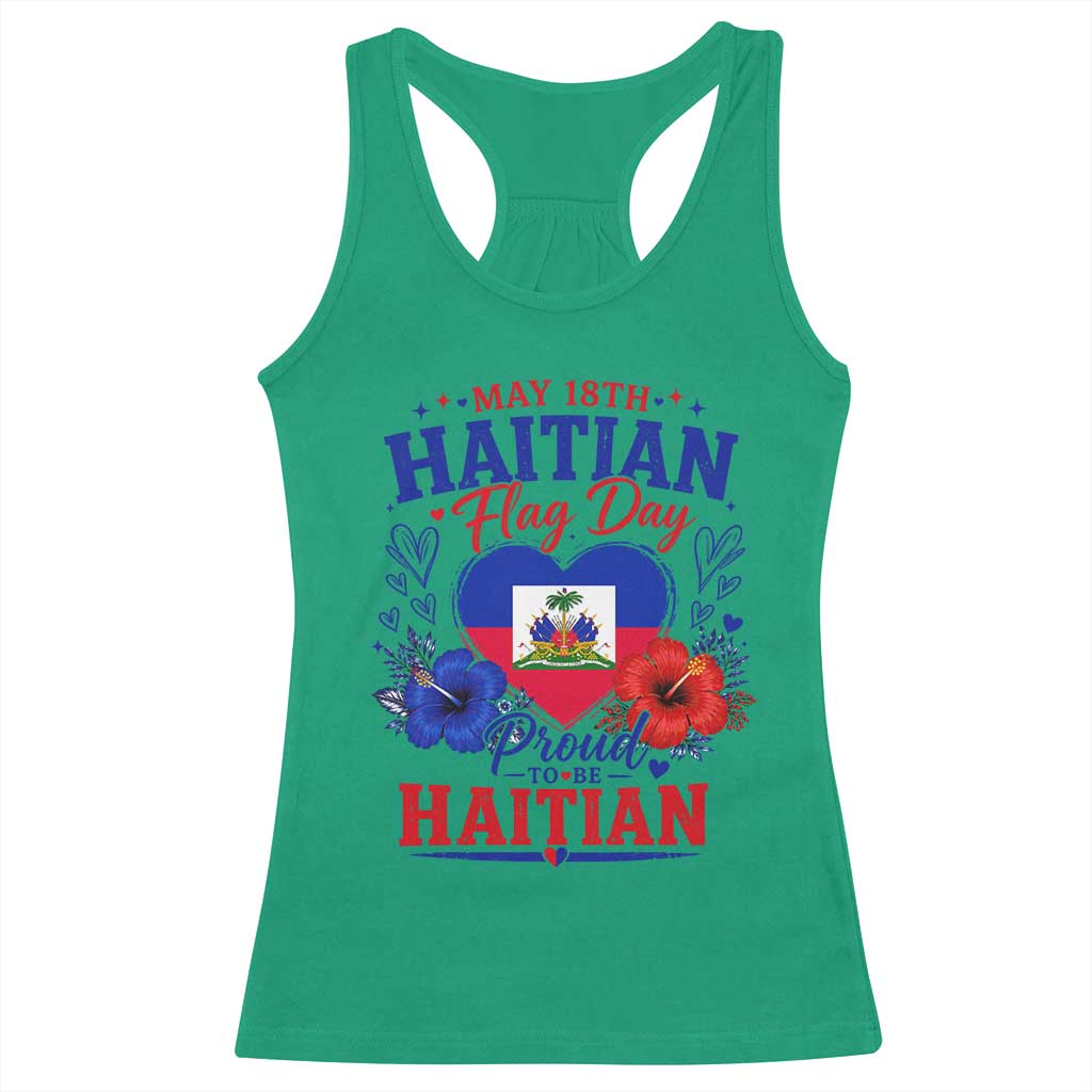 May 18th Haitian Flag Day Floral Hibiscus Racerback Tank Top Proud To Be Haitian Heritage Pride