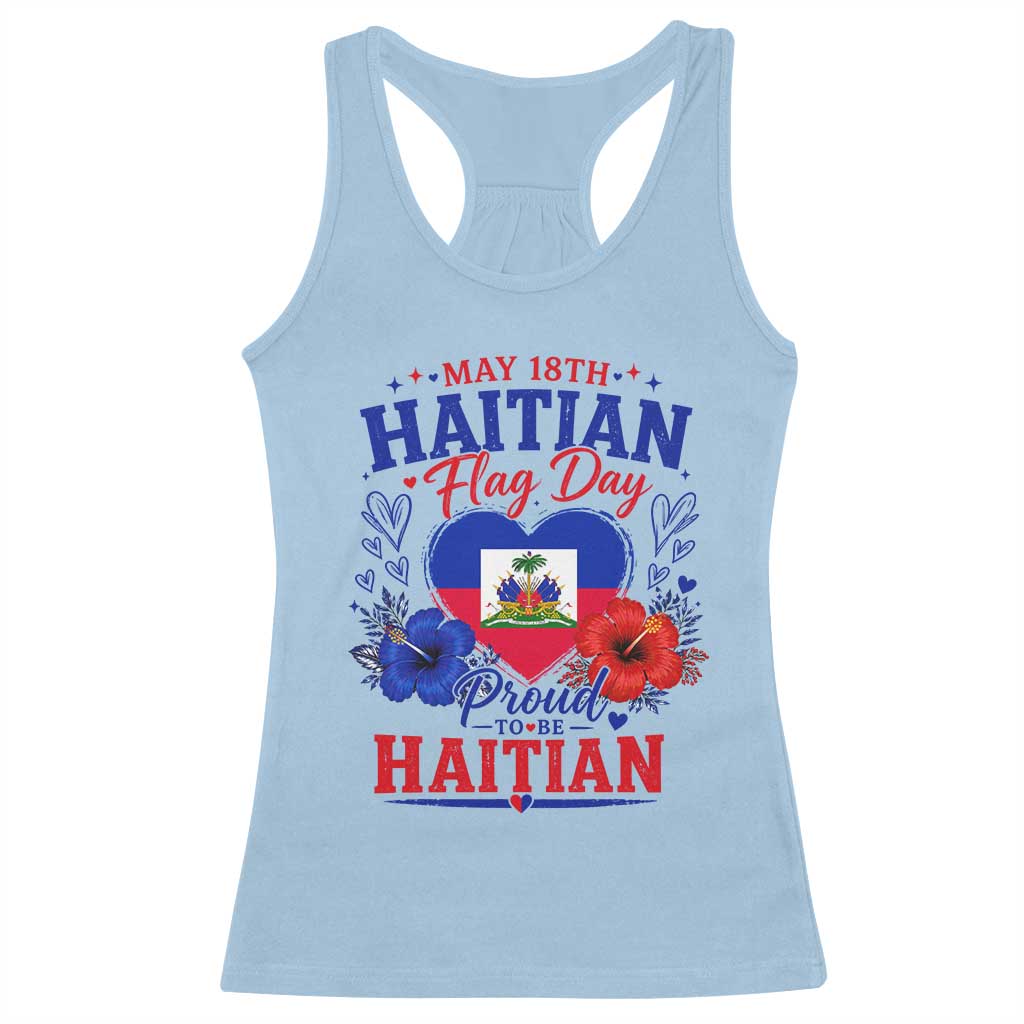 May 18th Haitian Flag Day Floral Hibiscus Racerback Tank Top Proud To Be Haitian Heritage Pride