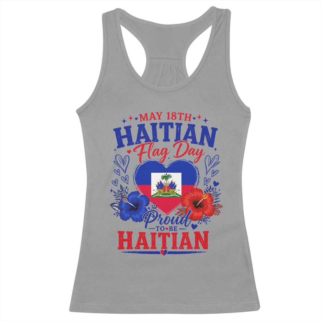 May 18th Haitian Flag Day Floral Hibiscus Racerback Tank Top Proud To Be Haitian Heritage Pride