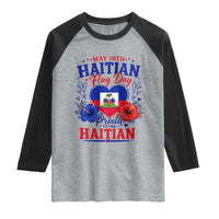 May 18th Haitian Flag Day Floral Hibiscus Raglan Shirt Proud To Be Haitian Heritage Pride