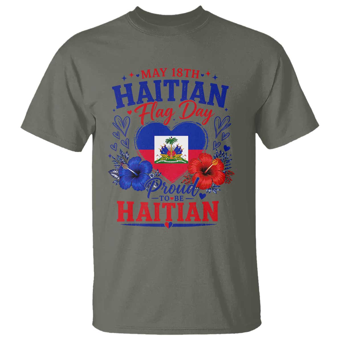May 18th Haitian Flag Day Floral Hibiscus T Shirt Proud To Be Haitian Heritage Pride