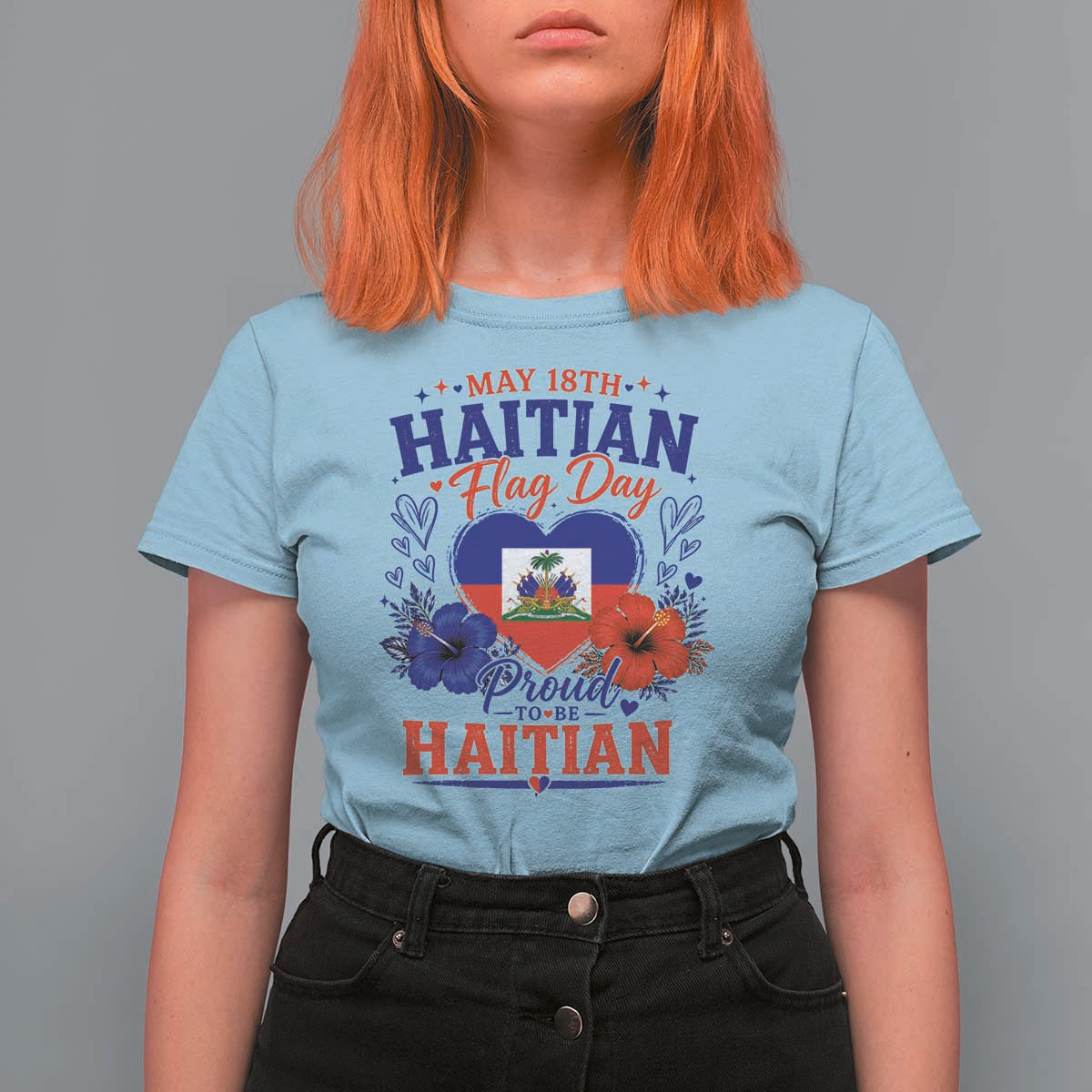 May 18th Haitian Flag Day Floral Hibiscus T Shirt For Women Proud To Be Haitian Heritage Pride