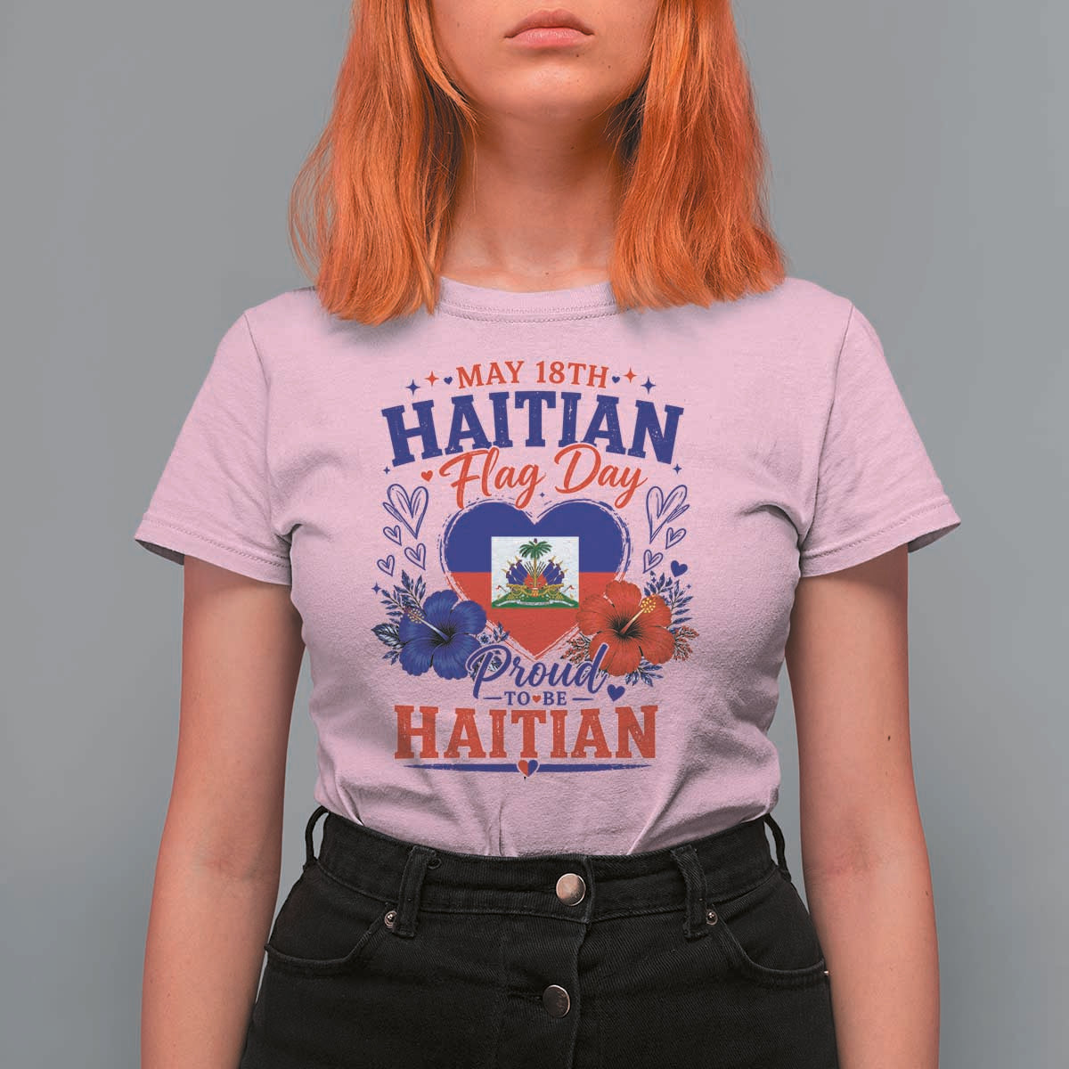 May 18th Haitian Flag Day Floral Hibiscus T Shirt For Women Proud To Be Haitian Heritage Pride