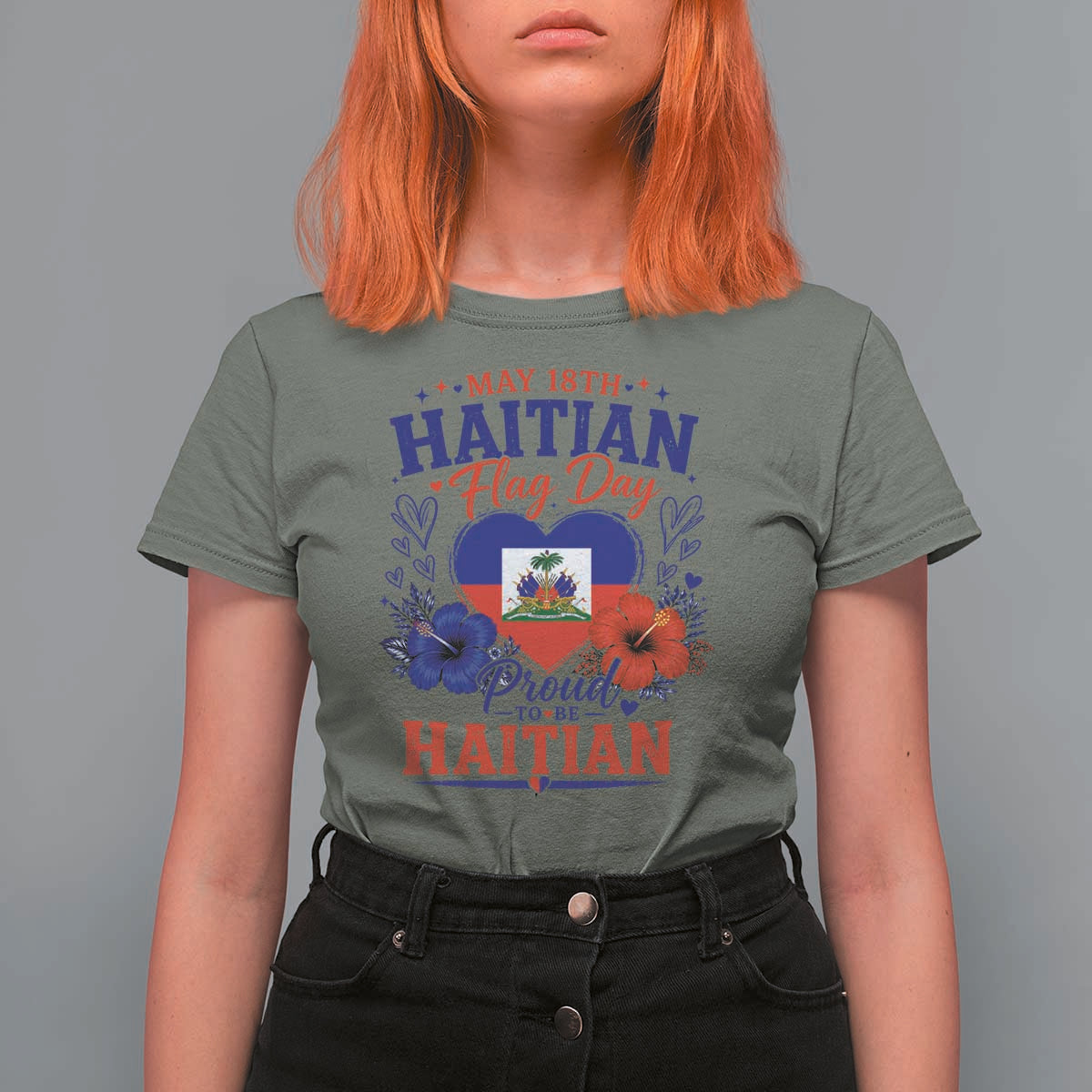 May 18th Haitian Flag Day Floral Hibiscus T Shirt For Women Proud To Be Haitian Heritage Pride