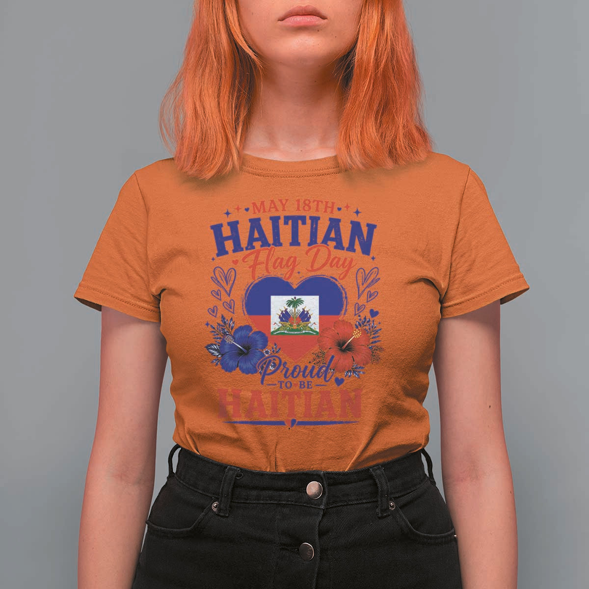 May 18th Haitian Flag Day Floral Hibiscus T Shirt For Women Proud To Be Haitian Heritage Pride
