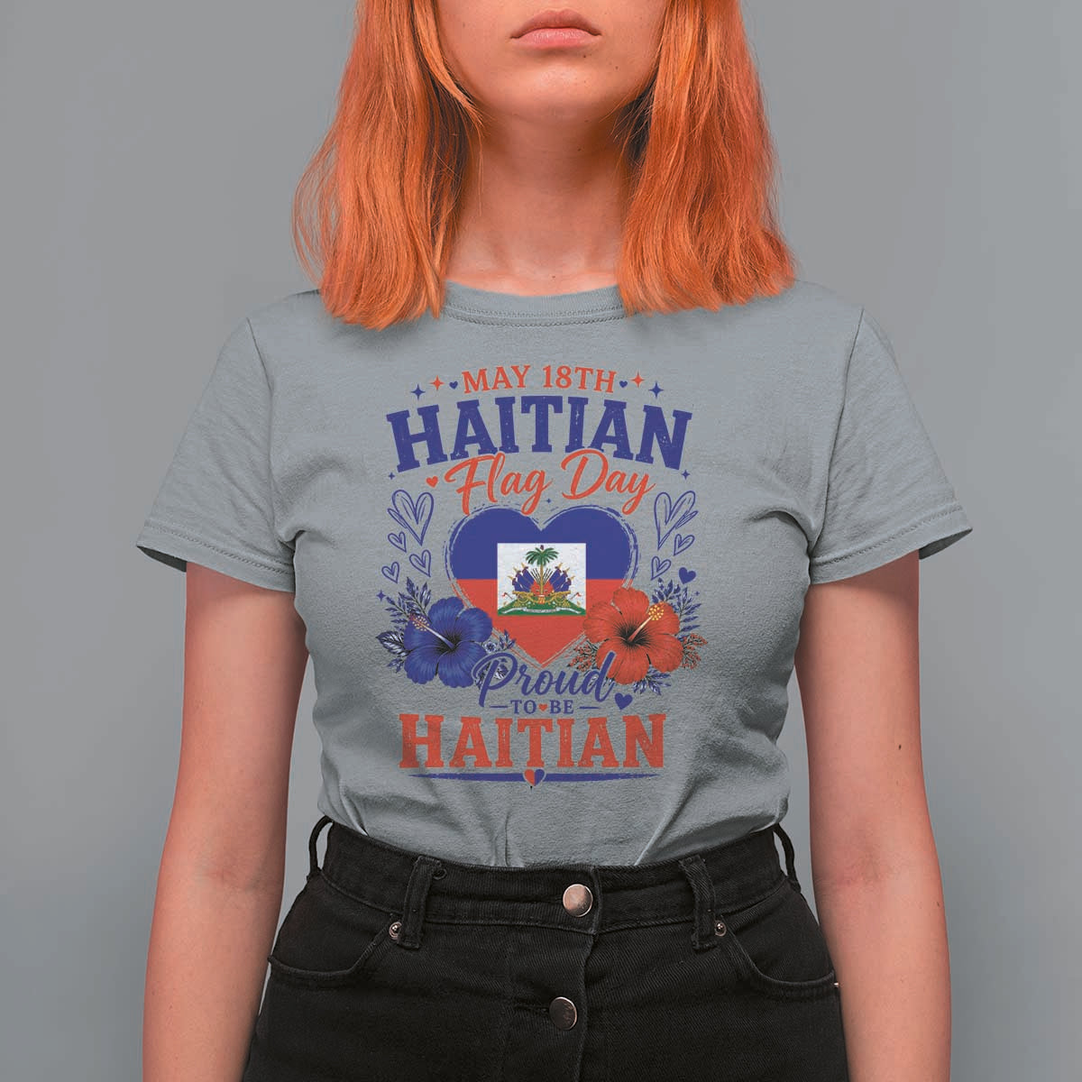 May 18th Haitian Flag Day Floral Hibiscus T Shirt For Women Proud To Be Haitian Heritage Pride
