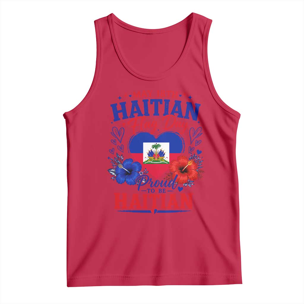 May 18th Haitian Flag Day Floral Hibiscus Tank Top Proud To Be Haitian Heritage Pride